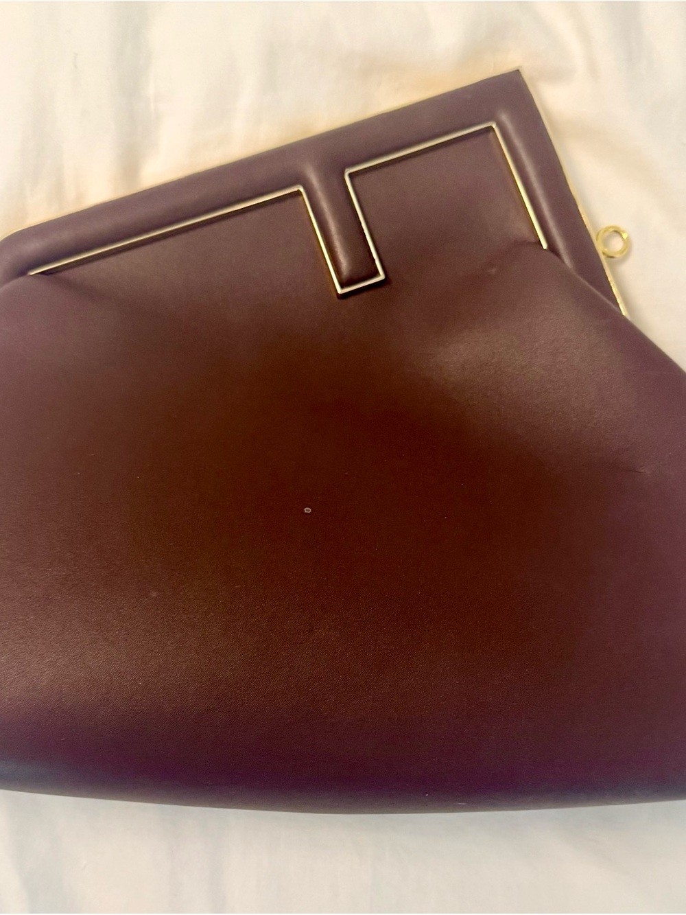 Women's Leather Clutch in Deep brown with Gold Accent